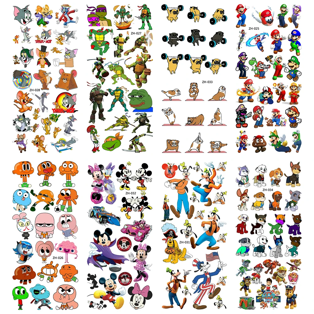 Переводные временные татуировки с героями мультфильмов Детские бумага для