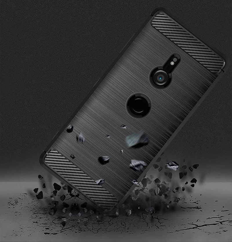 Черный амортизирующий чехол из мягкого ТПУ с защитой от царапин углеродного