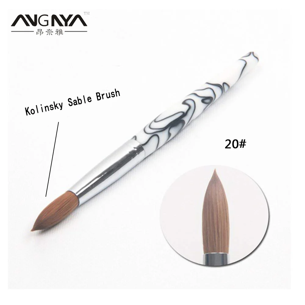 Size 20 ANGNYA, 1 шт., колонок для волос, соболь, кисть 14#, античный стиль, с красным сердцем, металлическая ручка, акриловая кисть для дизайна ногтей, инструменты для маникюра A131 - Цвет: Size 20