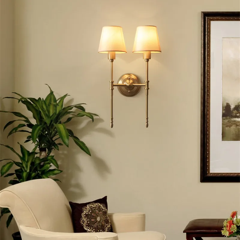 Декоративный медный настенный светильник классический дизайн бра для гостиной