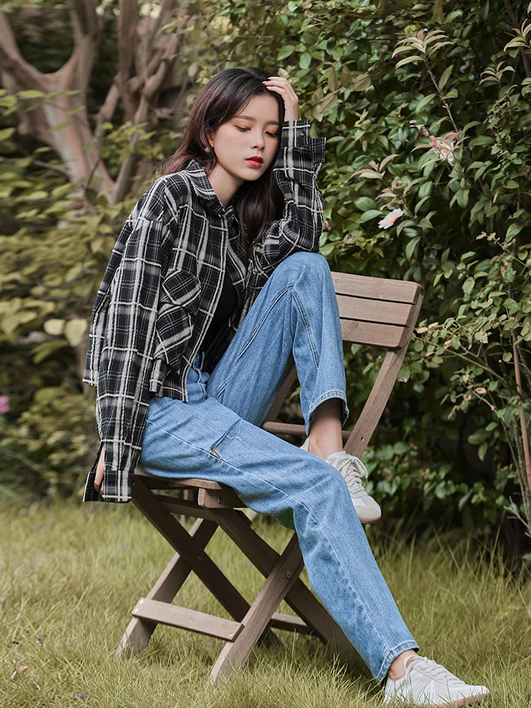 MISHOW 2020 осенне-зимние куртки для женщин с длинным рукавом Уличная мода клетчатые