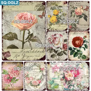 SQ-DGLZ металлический знак в виде бабочки, розы, винтажные металлические таблички, декор для паба, бара, домашний Настенный декор, жестяные знаки, цветочный Плакат на заказ