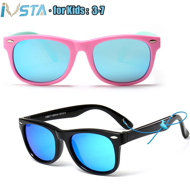 IVSTA детские солнцезащитные очки с веревкой для мальчиков 3-7 зеркальные линзы