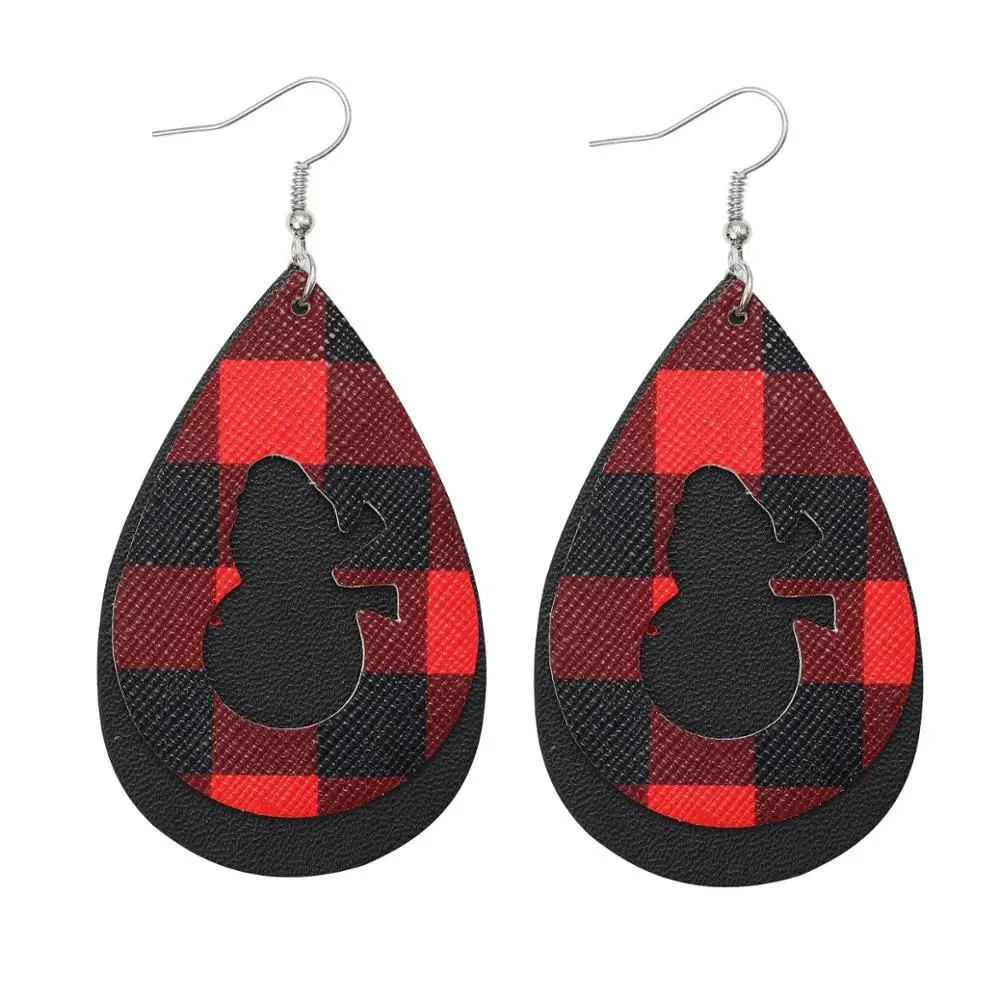 6 пар Buffalo Плед кожаный Комплект сережек для женщин рождественские украшения