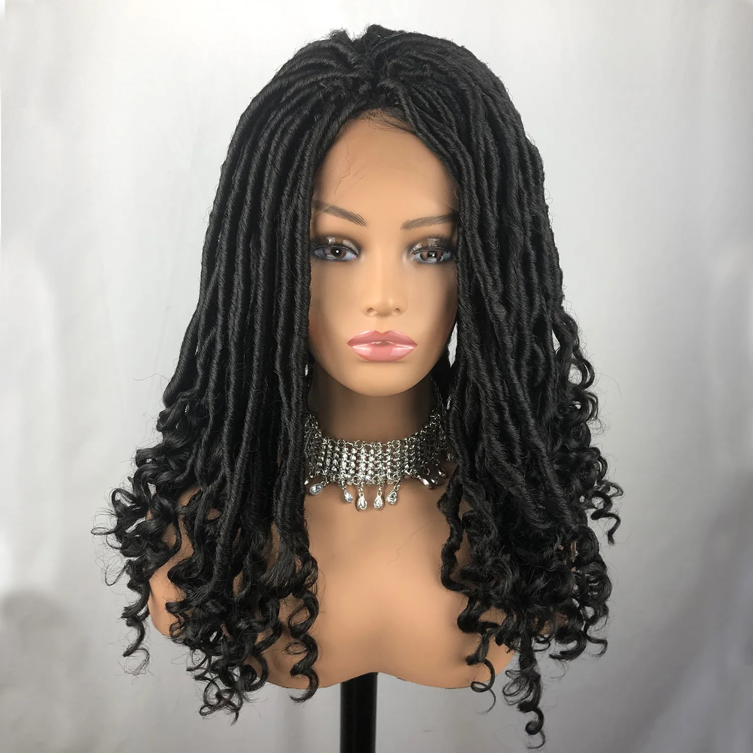 

Black Braided Box Braiding Synthetic Lace Front Wig Long Braids Heat Fiber Hair Lace Front Synthetic Wigs for Black Women