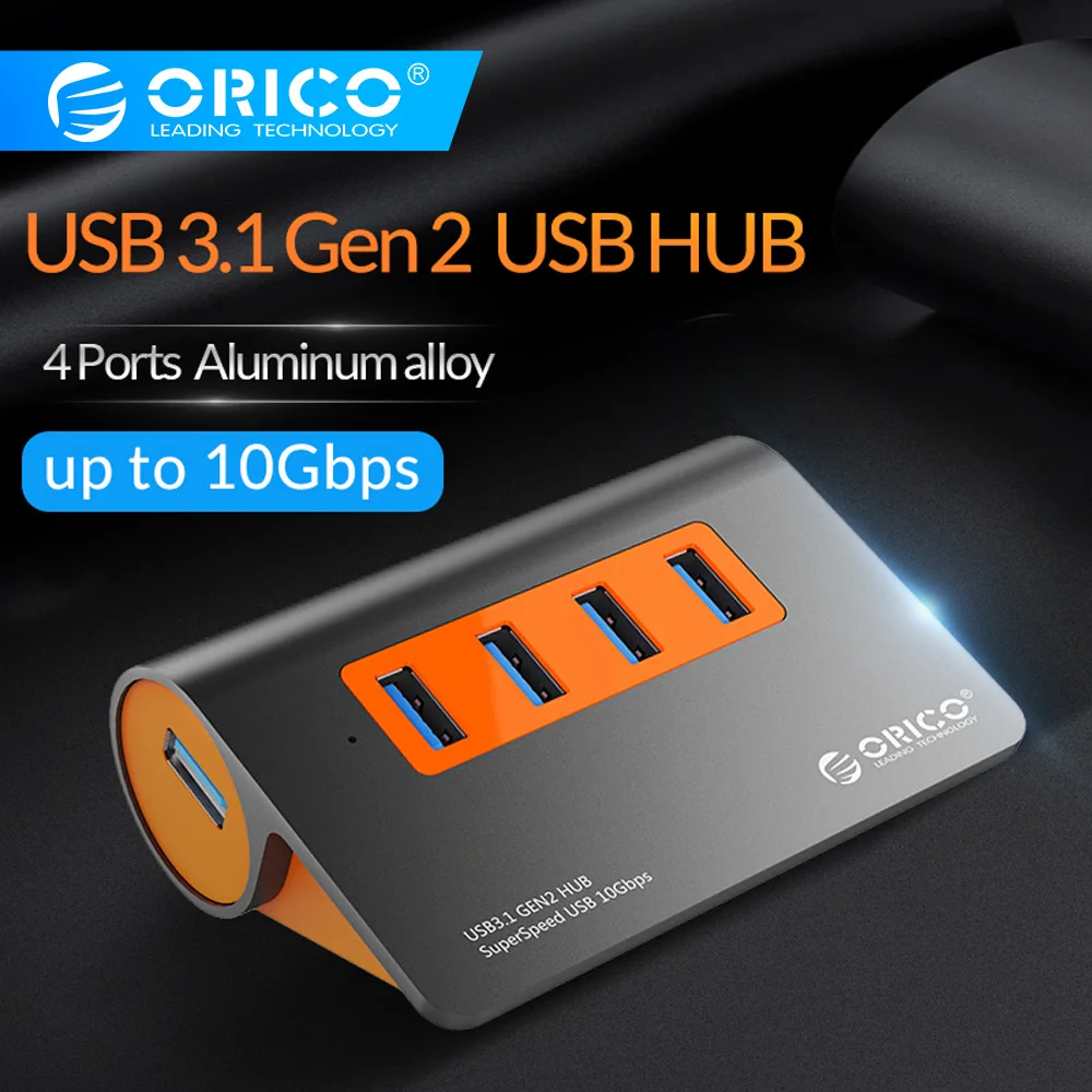 ORICO 4 порта USB 3,1 10 Гбит/с Передача данных USB разветвитель usb-хаб с адаптером питания для ноутбуков Аксессуары с кабелем данных 1 м