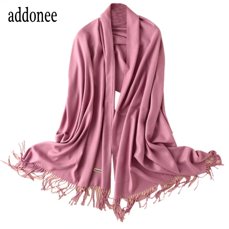 Кашемировые шали для женщин роскошный однотонный свадебный платок модный