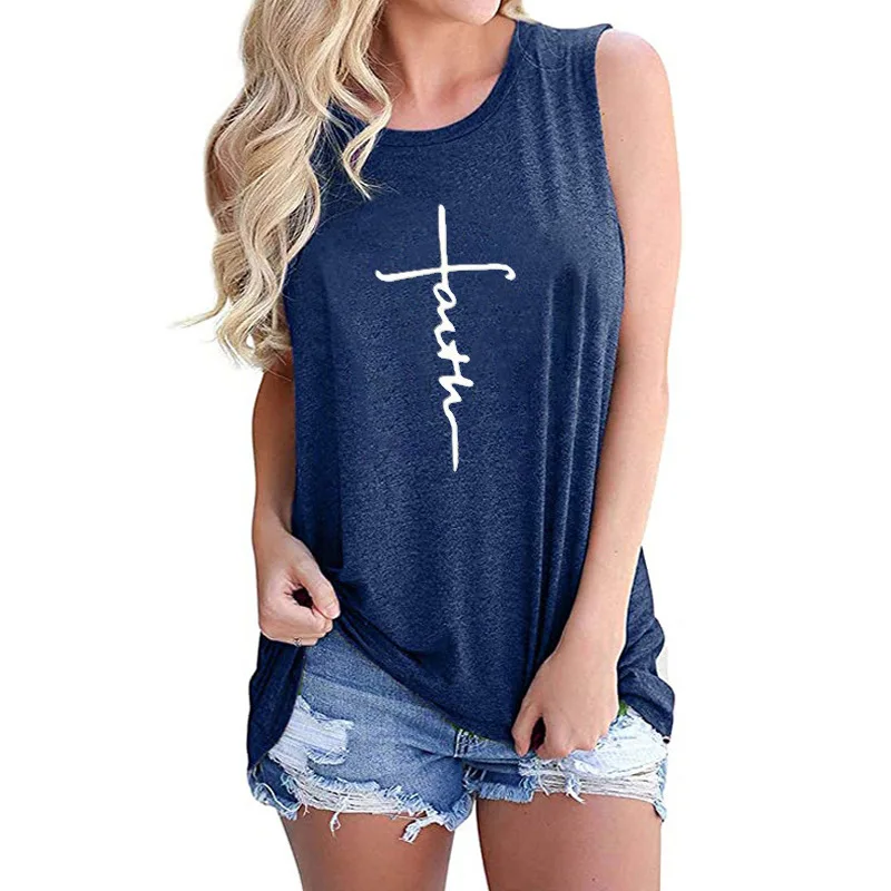 

Summer women's hot selling round neck personality T-shirt fashion sleeveless top 2BL3002-2