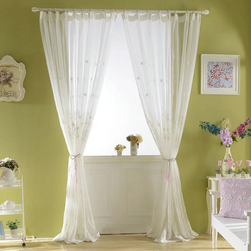 Вышитые тюлевые шторы с цветами в пасторальном стиле сливы для гостиной кухни