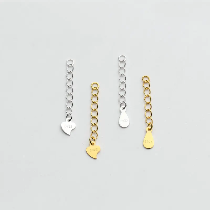 5 шт./лот Стерлинговое Серебро 925 пробы 3/5 см удлинительная цепочка чистое серебро