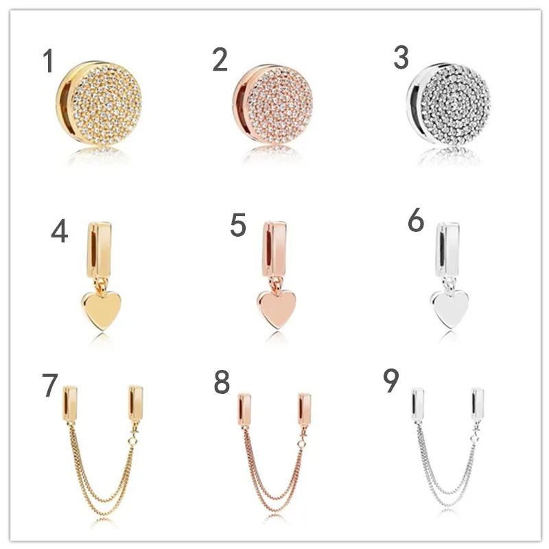 

925 Sterling Silver Charm Rose Reflexions Floating Heart Clip Pendant Beads Fit Pan Bracelet & Bangle Diy Jewelry