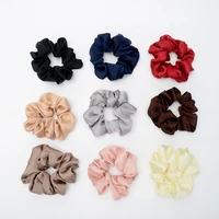 solid color hair rope tie faux silk satin elastic colorful girls scrunchie women hairbands