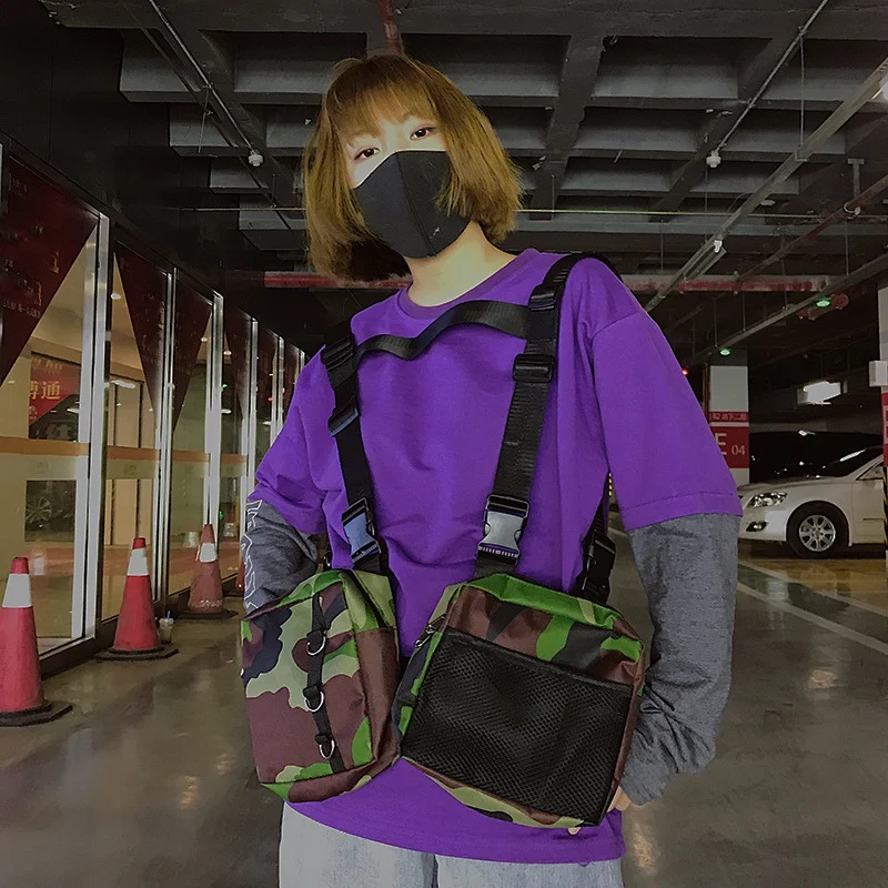 Модный хип хоп Уличная Мужская нагрудная сумка с несколькими карманами жилет