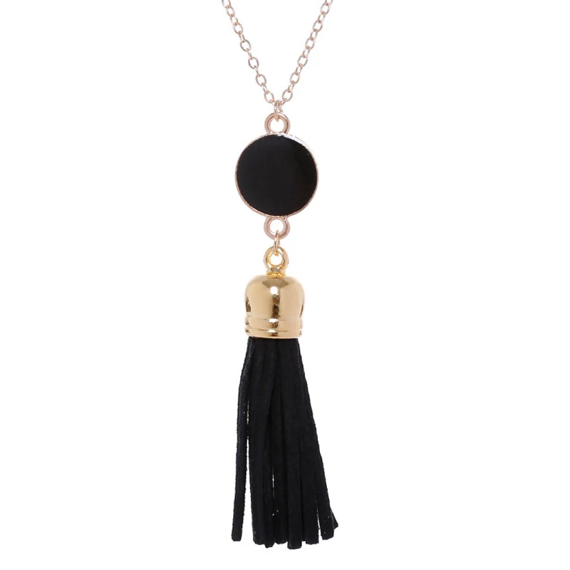 Новая монограмма акриловая Длинная цепочка с пустым диском кулон в стиле бохо