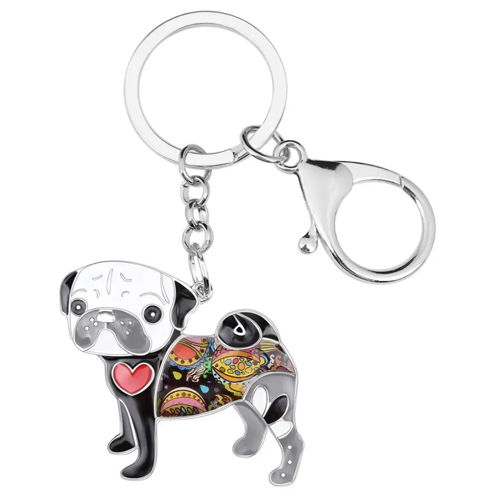 Брелок для ключей WEVENI эмалированный металлический мопс собак Bulldog сумка девушек