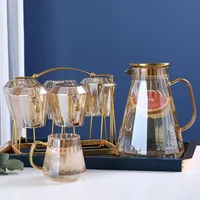 nhbr glass water pot cold water bottle handle water kettle transparent heat resistant juice teapot pitcher water jug