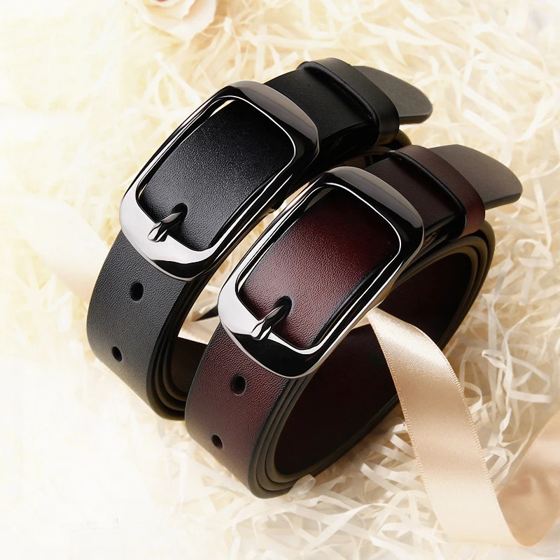 

2021 Women's Genuine Leather Fashion Retro Belt High Quality Luxury Brand Ladies Metal Double Buckle New Belt with Jeans