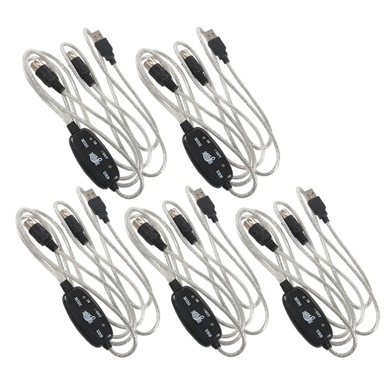 5 шт. 1 8 м USB в выход MIDI кабель преобразователя к ПК Музыка адаптер клавиатуры Шнур