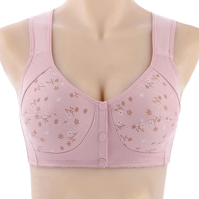 Женский бюстгальтер с застежкой спереди удобный широкими лямками эластичный без