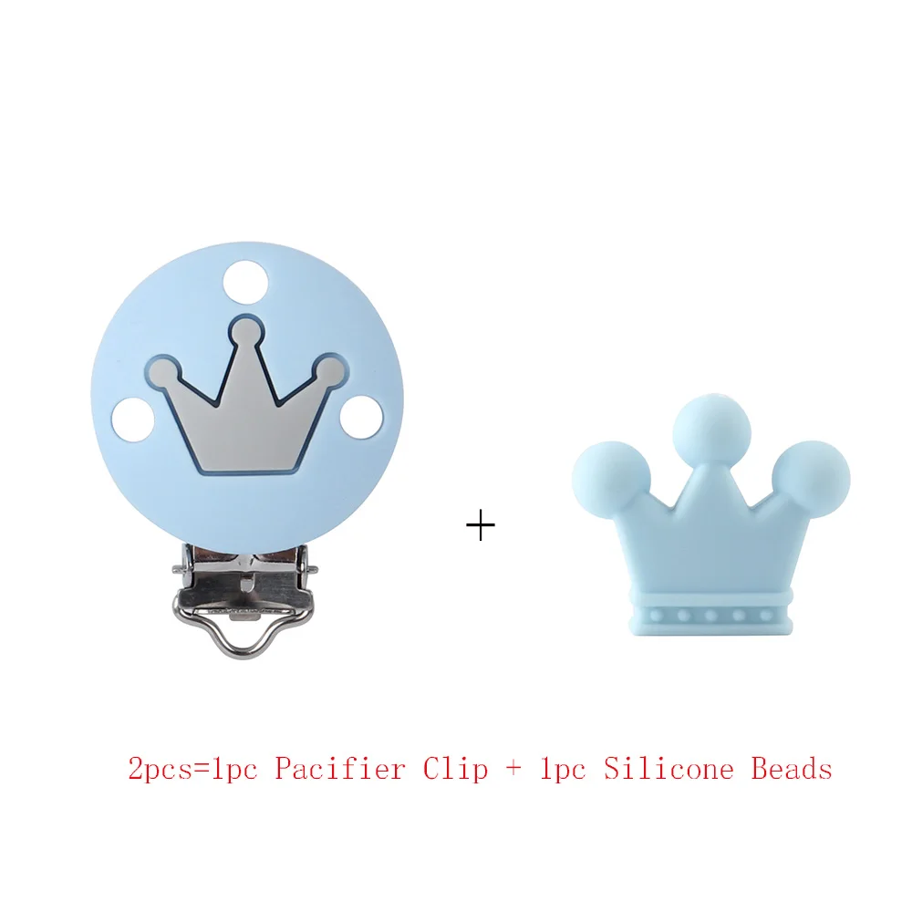 Clip and Beads I 2 шт. Корона силиконовые бусины клипсы для соски сделай своими ругами слингобусы игрушки Детские Силиконовые Прорезыватели аксессуары ниппель для клипа застежки - Цвет: Clip and Beads I