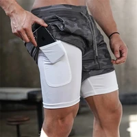 2021 summer 2 in 1 outdoor sports shorts men jogger fitness running shorts quick dry male shorts bodybuilding gyms short pants