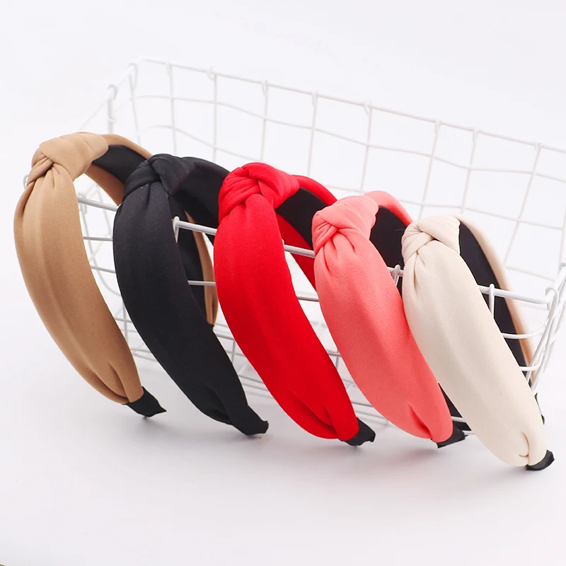 Зимний ободок сплошной цвет ткань повязка на волосы с крестиком голову для