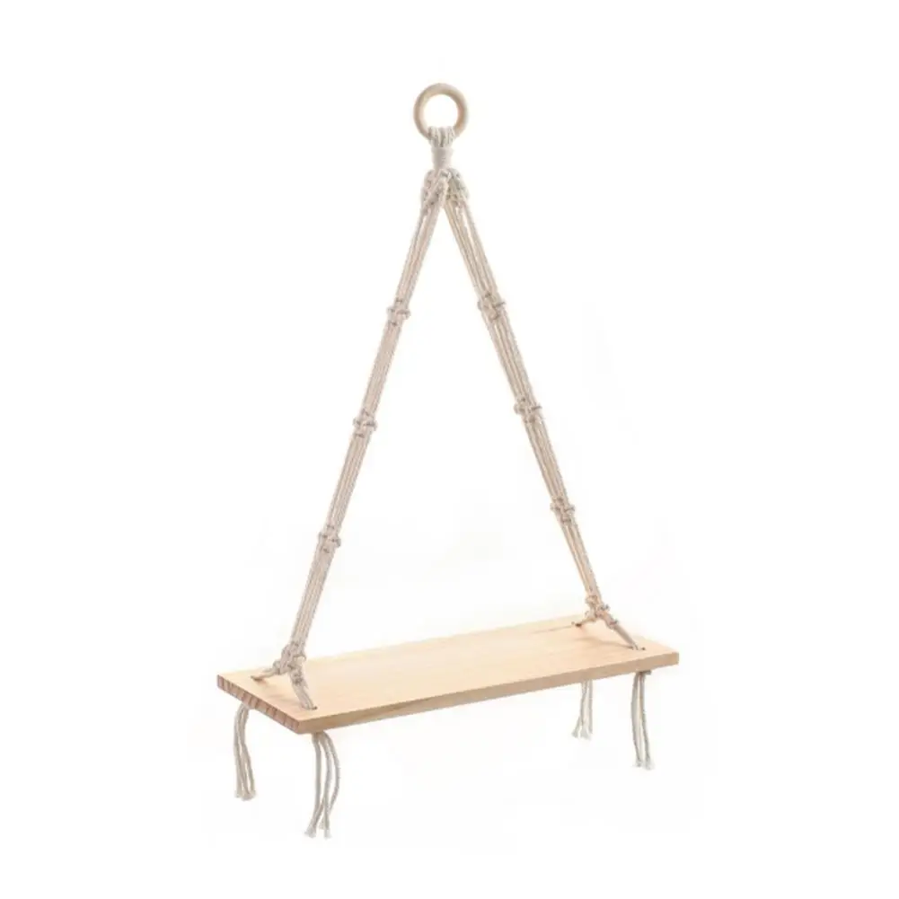 

Boho Wall Ha-nging Shelves Rustic Wall Mounted Plant Wood Shelve Wood Rope Ha-nging Floating Display Rack For Photo Frames Plant