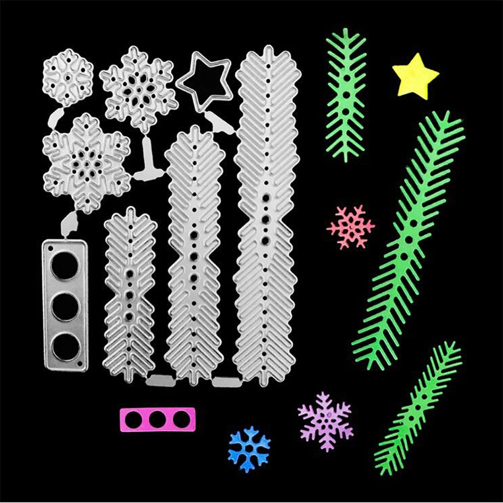 8 шт./компл. сделай сам листья рождественской елки металлические Вырубные штампы