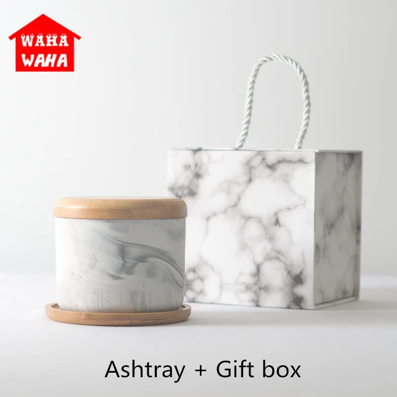 

Frosted Ceramic Marble Ashtray Nordic Style Stainless Steel Ashtray With Cover Family Living Room Office Ash Tray Prevent Wind