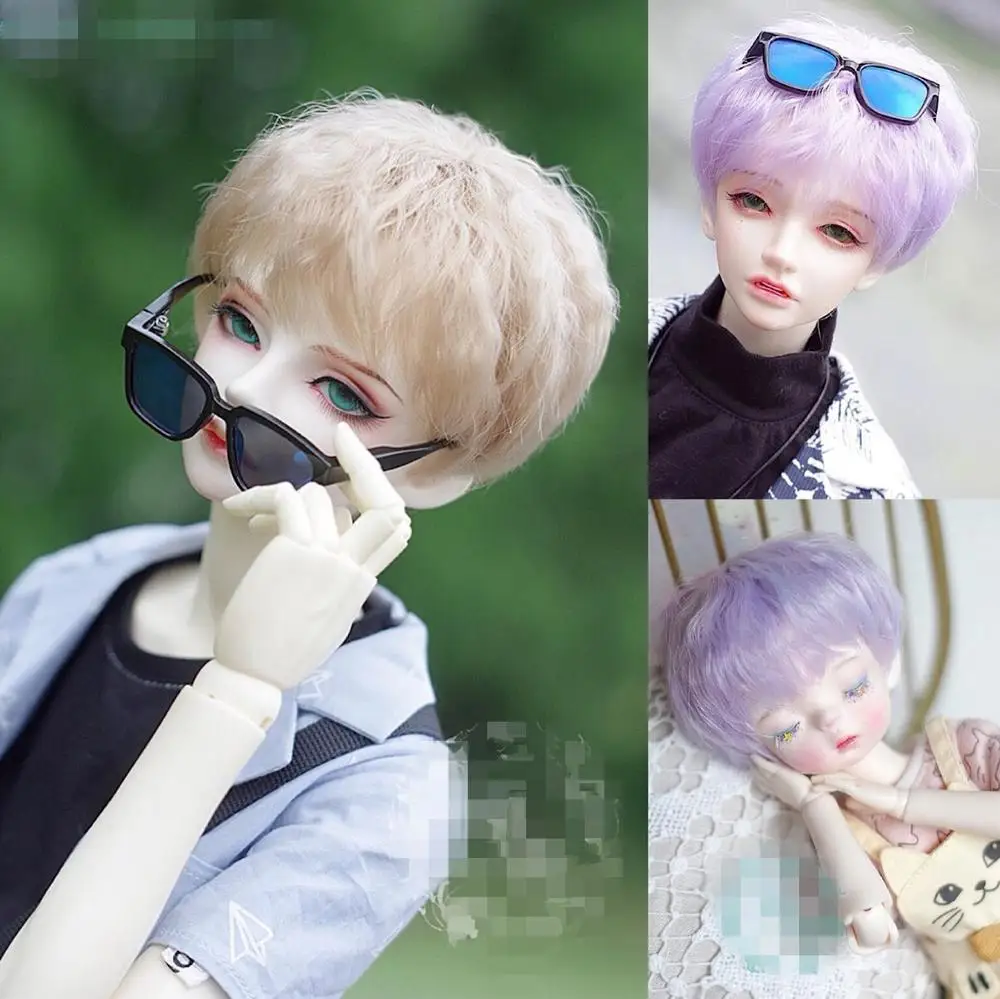 

BJD Doll Wig suitable for 1-3 1-6 size high-temperature Silk Wig linen blonde short hair curls doll accessories
