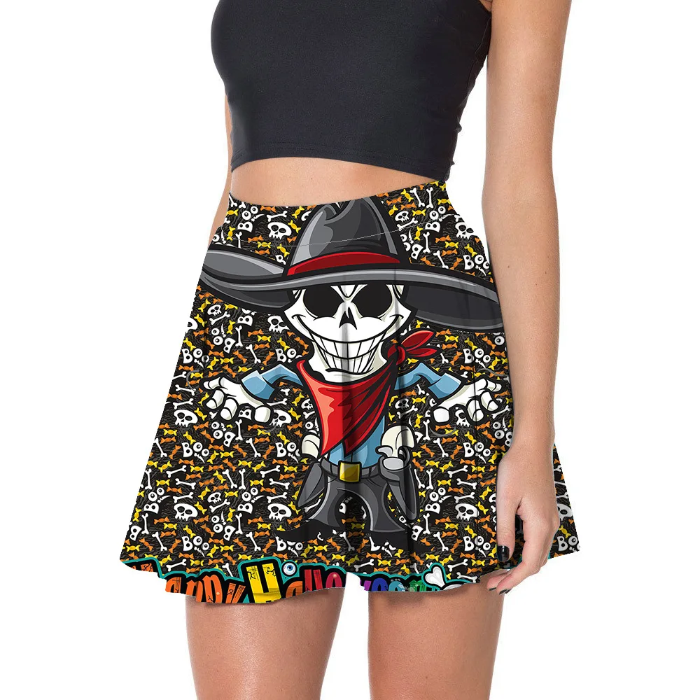 

Мини готические юбки женские Скелетон с принтом в виде тыквы повседневные белые юбки выше колена от S до 4xl размера плюс