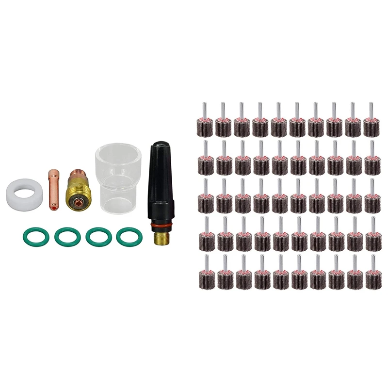 

Колпачок газовой линзы TIG короткого изготовления, 9 шт., корпус 17GL332 с 50 абразивными откидными колесами Sande, хвостовик 1/4 дюйма, откидные колес...