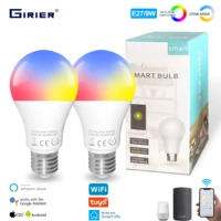 e27 9w wifi smart led light bulb dimmable rgb lamp tuya app smart remote control compatible with google home alexa voice control
