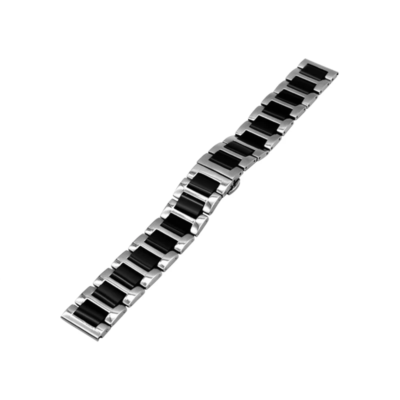 Ceramic bracelet in stainless steel watchband watch strap women man wristwatches band 12 14 16 18 20 22mm white Butterfly buckle