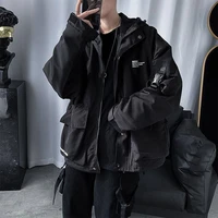 tactical hip hop cargo techwear jackets coats streetwear cardigan casual outerwear hooded letter multi pocket for men