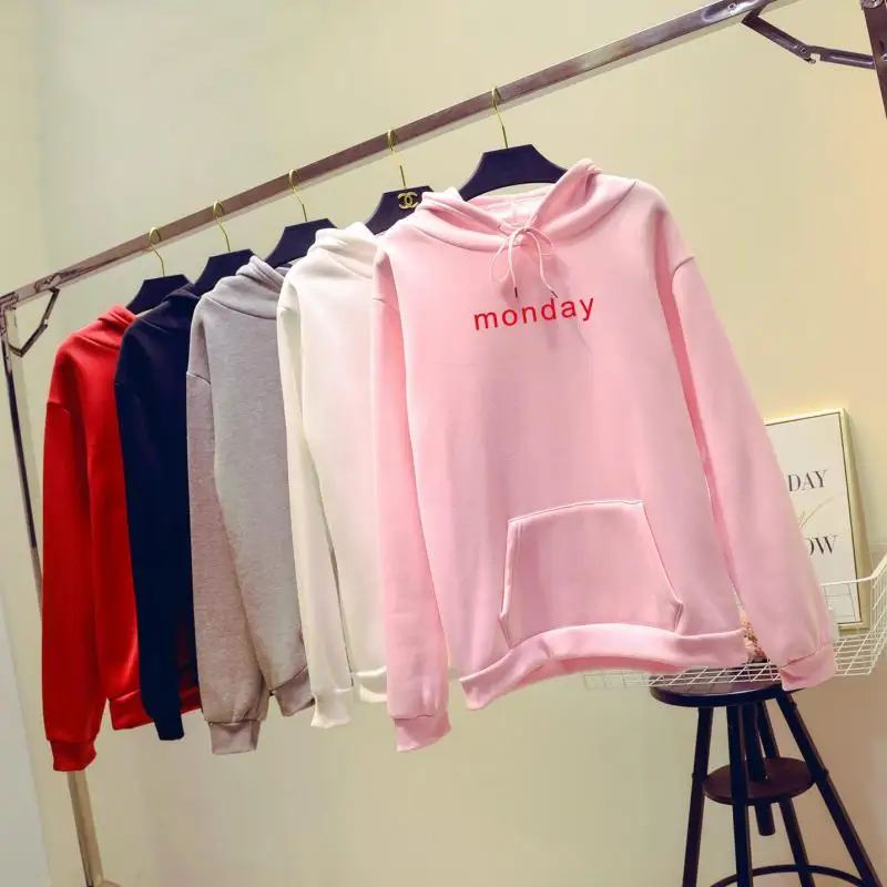 

Yzeqi Hoodie Women Korean Sportwear Girl Loose Letter Pullover Sweatshirt Winter Casual Warm Coat Hoodie Sweater Fashion Top