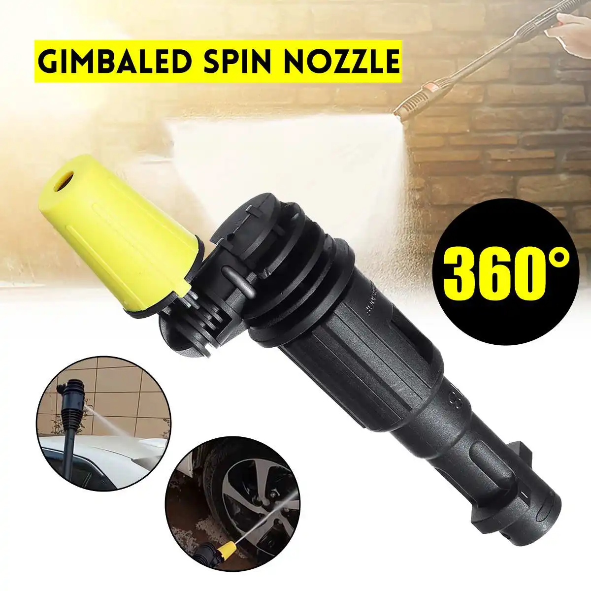 

360 degree Gimbaled Spin Nozzle Pressure Washer Spray Nozzle Tips Fit for karcher K2-K7 Trigger guns