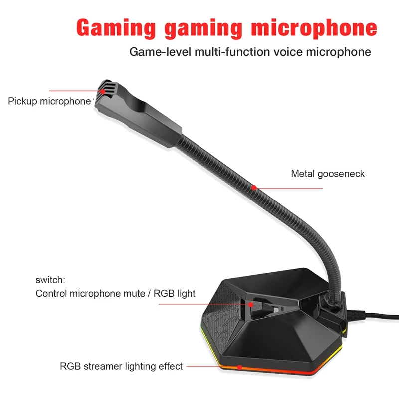 Desktop Capacitive 360 degree Omnidirectional Pickup RGB USB Microphone for Voice Video Chat Conference Lecture | Электроника