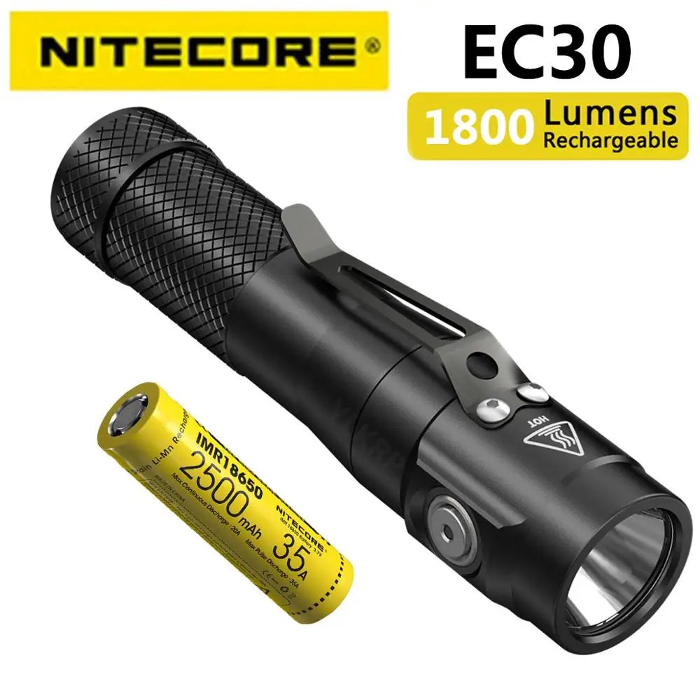NITECORE EC30 1800 люмен ручной высокопроизводительный фонарик оснащенный батареей 2500mah