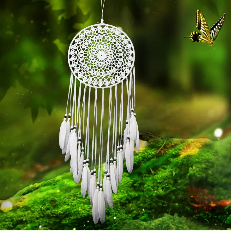 Новый Ловец снов с белыми и черными перьями скандинавский колокольчик для