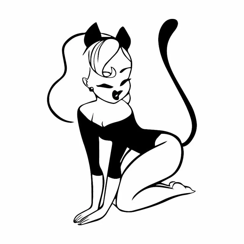 

Car Sticker Cat Woman Cute Cat Funny Cat Panther Window PVC Decals Black/silver 11.6 X15.9 Cm