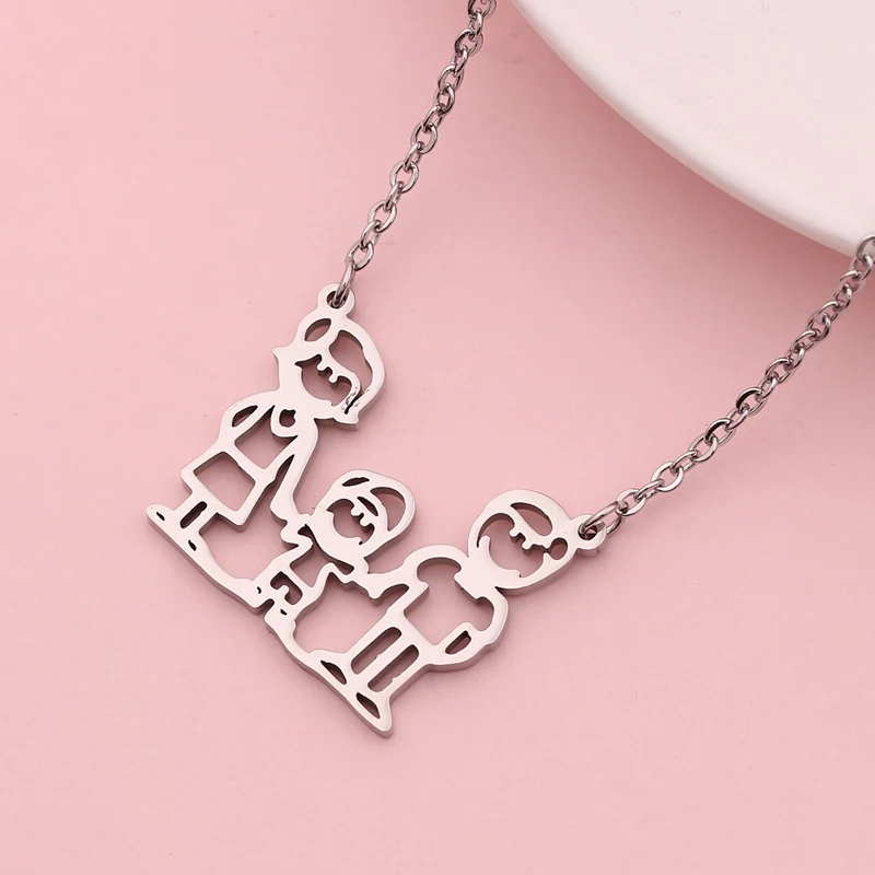 Ручное теснение счастливая семья ожерелье сын бытовой для члена семьи Подарок