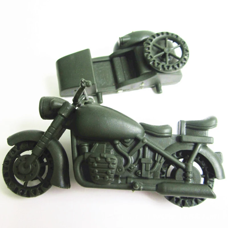 

9CM classic military three-wheeled motorcycle model war scene, can be matched with various scenes
