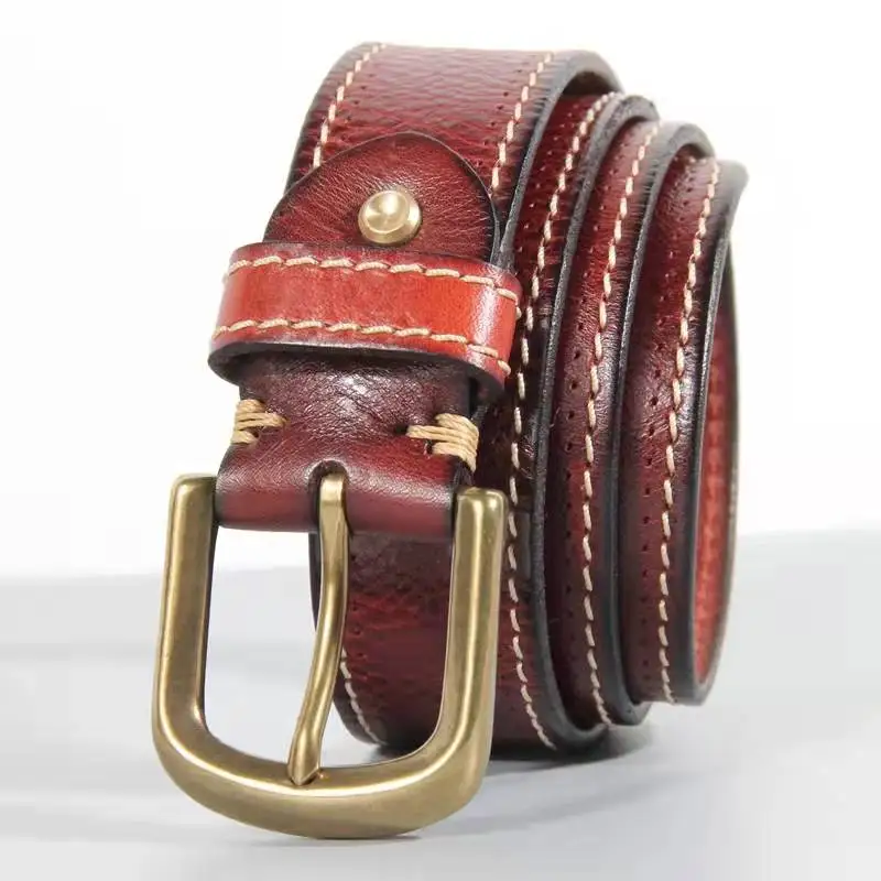 Men Belt Genuine Leather Luxury High Quality Belt Men Strap Designer Copper Pin Buckle Vintage Jeans Free Shipping New 2021