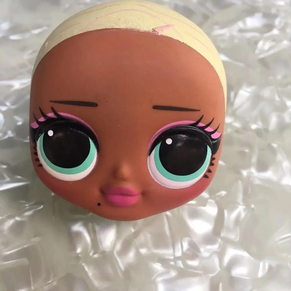 green with eyebow Не волосы мода сестра кукла голова игрушка luls девочка кукла голова DIY кукла игрушка часть девушка мода Сделай Сам Туалетная игрушка размер головы 7X8 см - Цвет: green with eyebow