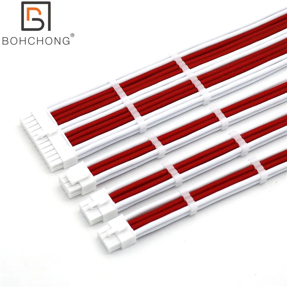Базовый комплект удлинительных кабелей 4 мм PET 1 шт. 24Pin ATX ЦП 8Pin + 4Pin 2 GPU PCI E