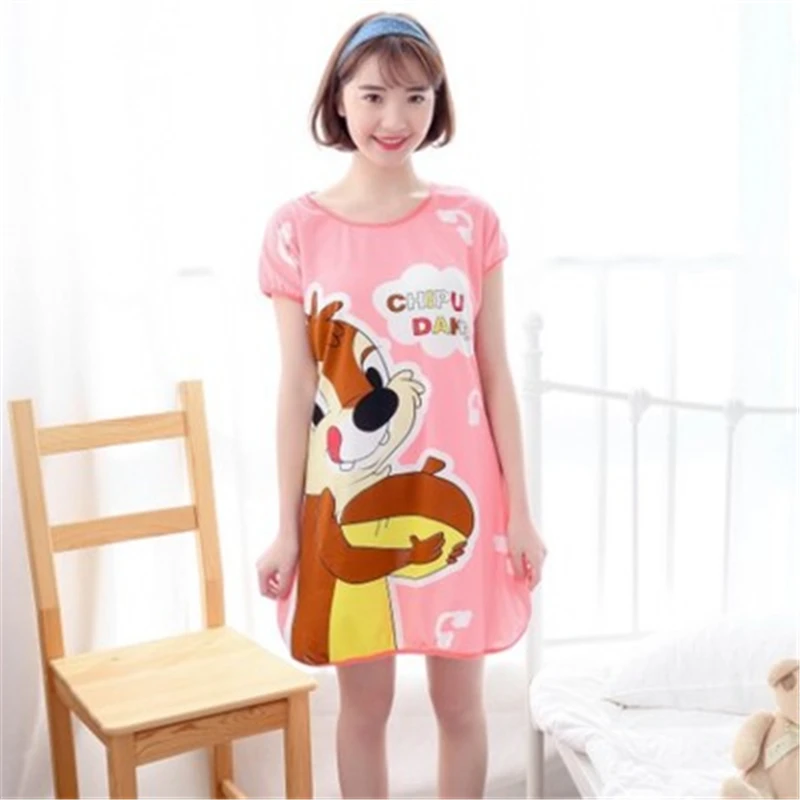 Летняя ночная рубашка для девочек свободная одежда сна с милым рисунком