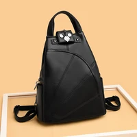 new retro large capacity women backpack high quality leather travel backpacks multifunction ladies shoulder bags chest bag