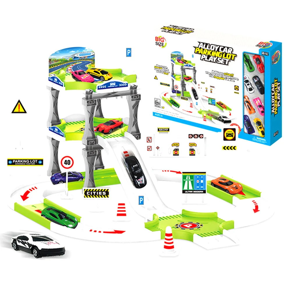 

Kids Parking Lot Toy Set Diy Multi-Track Rail Car Electronic Racing Car Toy Multi-Layer Assembled Rail Car Sliding Toy Boys Gift