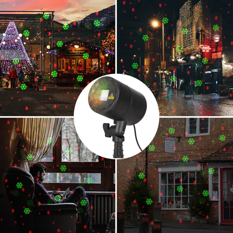 Snowfall Laser Projector Lights Outdoor Red Green Laser Landscape Projection LED Lamp with Moving Animation Decor for Garden